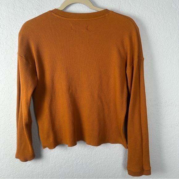 Everlane Organic Cotton Waffle Henley Cropped Thermal Tee Size Medium - Picture 4 of 4